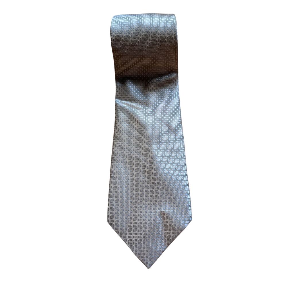 Kenneth Cole Silk Tie Gold Metallic Wedding Formal Work wear prom geometric